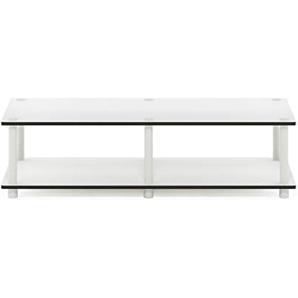 Furinno Toolless TV Stands, Wood, White/White, one size