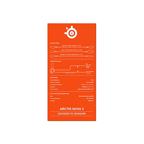 SteelSeries Arctis Nova 3 - USB-C Gaming Headset for PC, PS4, PS5 & Switch - RGB Lights - Hi-Fi Drivers - 360° Spatial Audio - AirWeave Memory Foam Earcups - Super Lightweight - ClearCast Gen 2 Mic