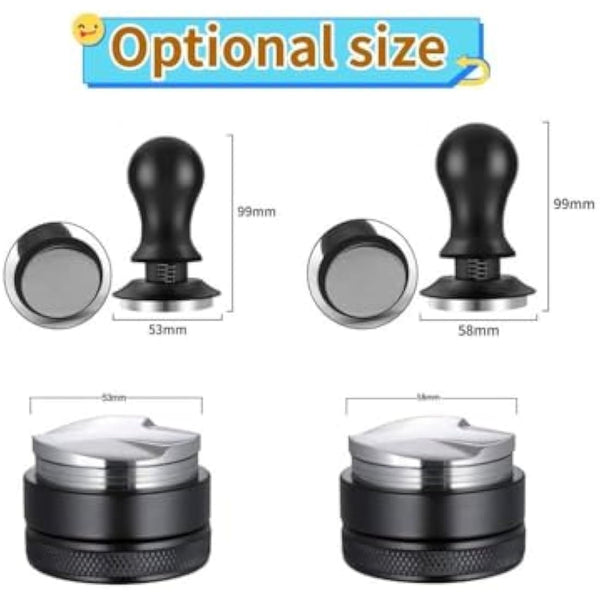 54mm Tamper and Coffee Distributor Set, Espresso Coffe Tamper 54mm with Spring Loaded and Base, Coffee Leveler for Coffee Machine Accessories Barista with Coffee Cleaning Brush (53mm)