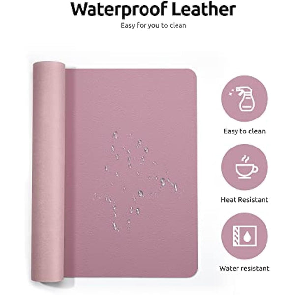 YSAGi Leather Desk Mat, Large Mouse Mat, Non-Slip Desk Pad, Waterproof PU Leather Table Protector Writing Pad for Office and Home (60 x 35 cm, Pale Mauve)