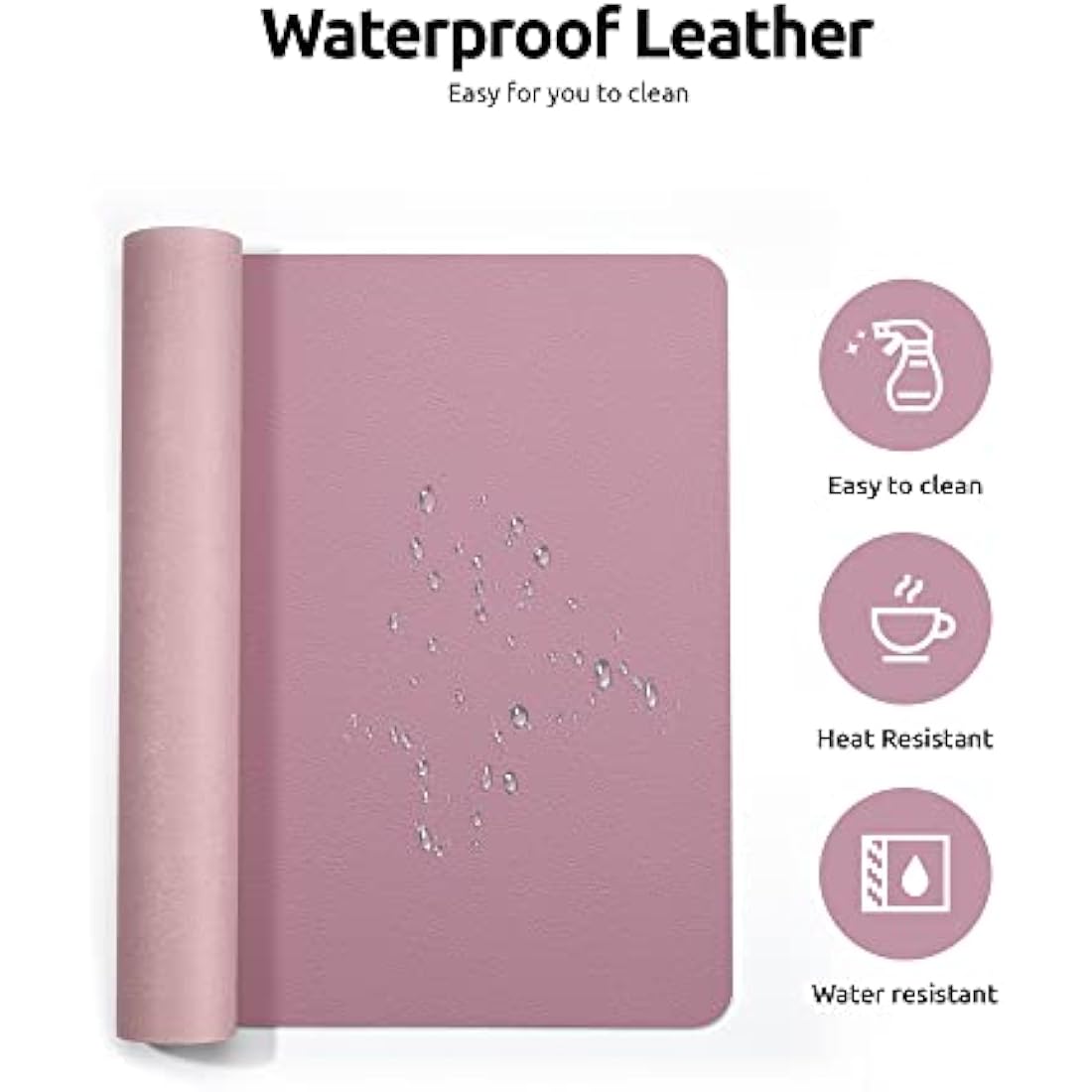 YSAGi Leather Desk Mat, Large Mouse Mat, Non-Slip Desk Pad, Waterproof PU Leather Table Protector Writing Pad for Office and Home (80 x 40 cm, Pale Mauve)