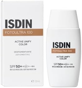 ISDIN Fotoultra 100 Active Unify Color Spf 50+ 50ml | Facial Sun Cream | Lightens and unifies skin tone