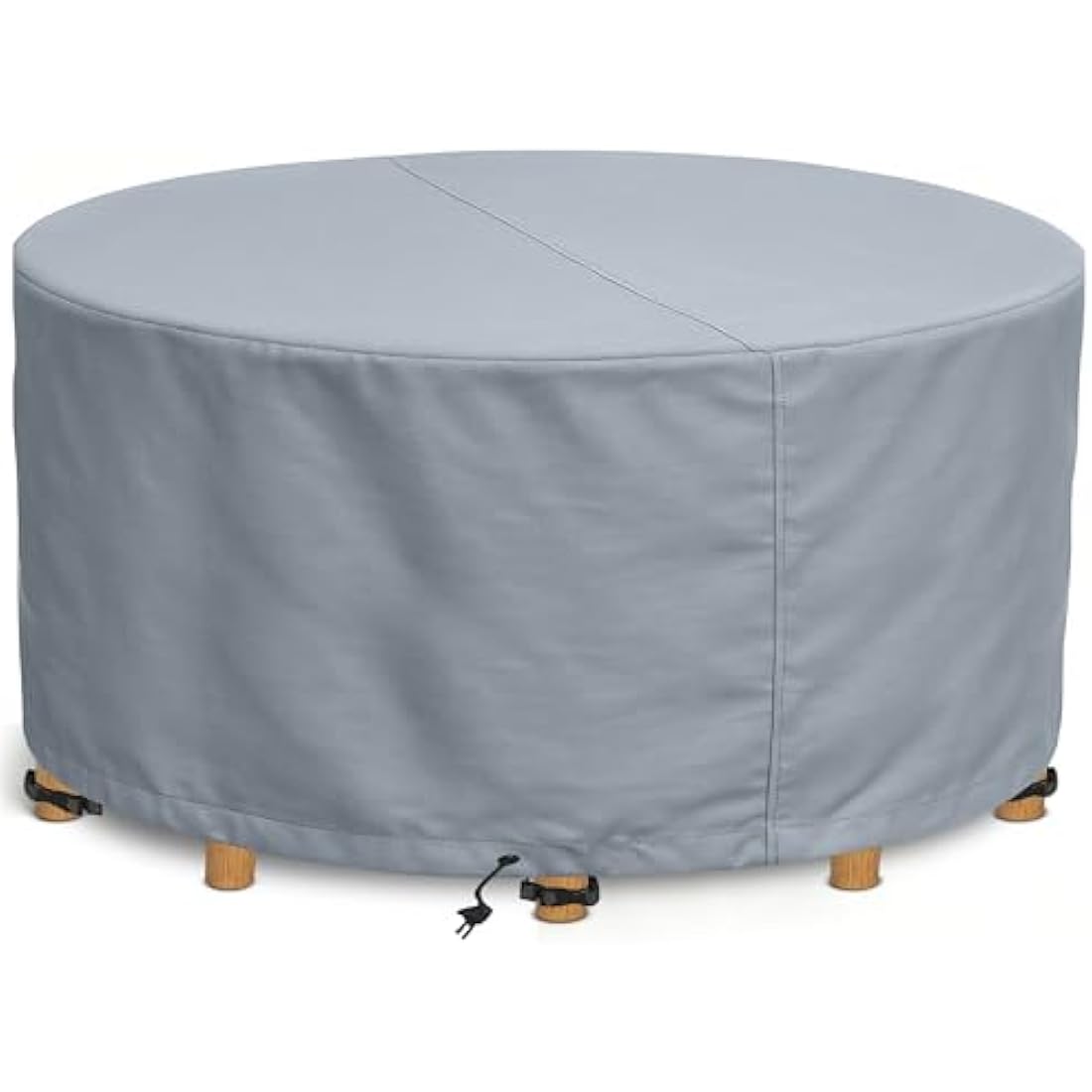 Kingsbridge Round Garden Furniture Table Cover (150cm) 600D Heavy Duty Fabric, Double Stitching, Waterproof, Anti UV, Breathable, Rip Proof, 150 x 69cm Grey Outdoor Patio Furniture Protector