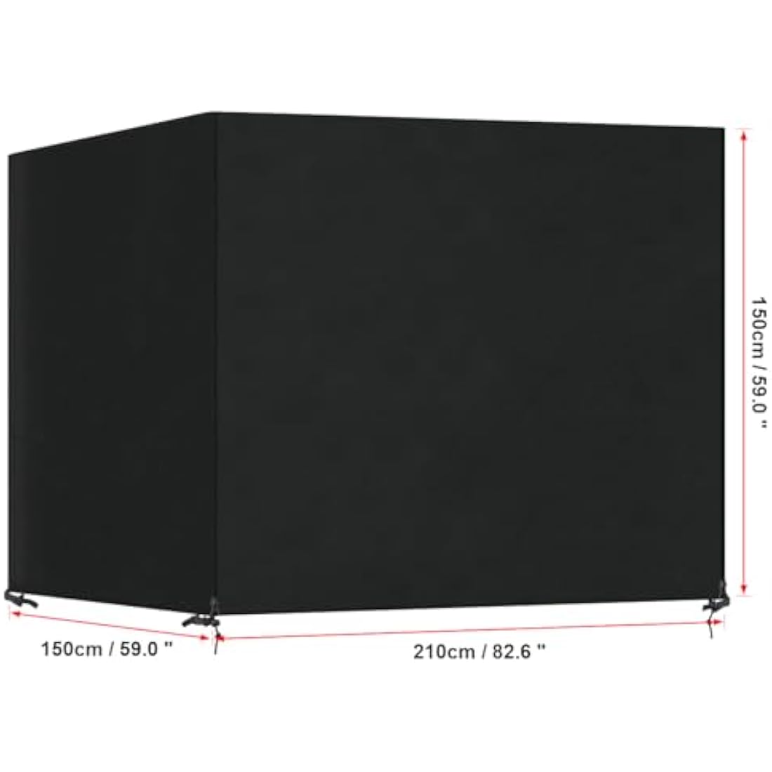 SanGlory Garden Swing 3-Seater Waterproof Patio Hammock with Zips, Heavy Duty Rip Proof Protective Cover for Outdoor Patio Swing Garden Hammock (210x150x150cm) - Black