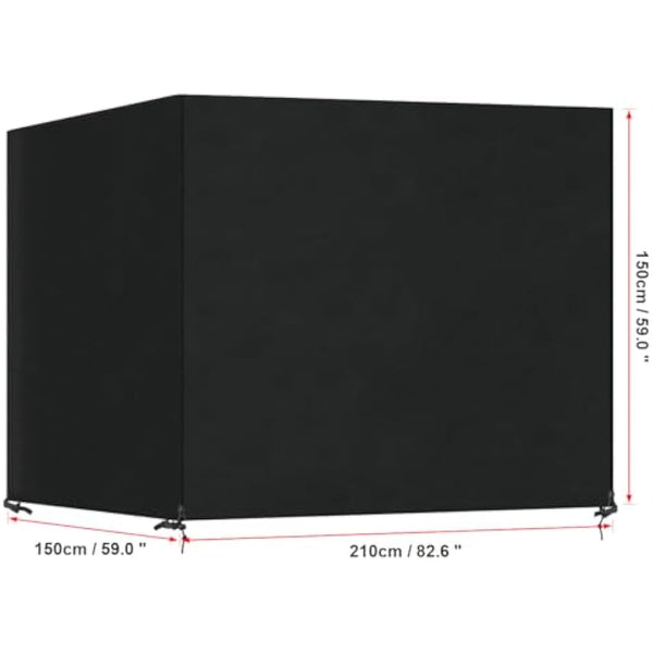 SanGlory Garden Swing 3-Seater Waterproof Patio Hammock with Zips, Heavy Duty Rip Proof Protective Cover for Outdoor Patio Swing Garden Hammock (210x150x150cm) - Black