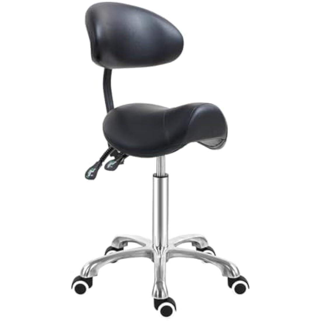 Antlu Saddle Stool Chair with Back Support, Ergonomic Esthetician Stool Chair for Salon Tattoo Spa Medical Dentist Clinic (with Adjustable Backrest, Black)