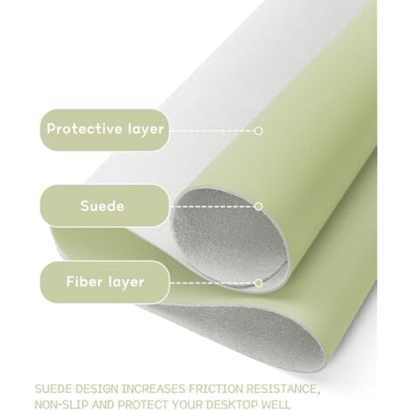 YSAGi Non-Slip Desk Pad, Waterproof PVC Leather Desk Table Protector, Ultra Thin Large Mouse Pad, Easy Clean Laptop Desk Writing Mat for Office Work/Home/Decor (80 x 40 cm, Matcha Green)