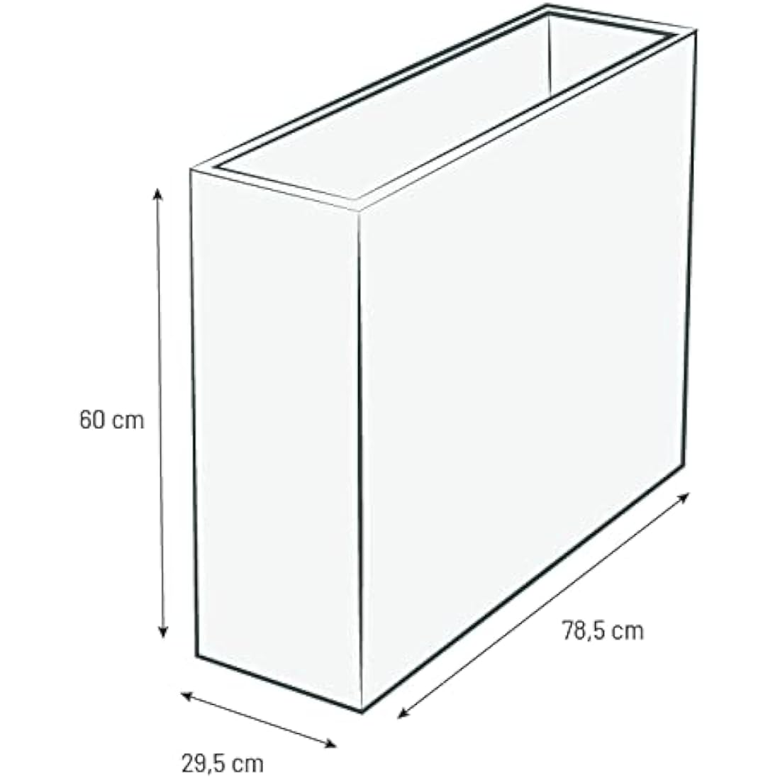 EDA Loft Planter L, Pebble Grey, 78,5 x 29,5 x 60 cm