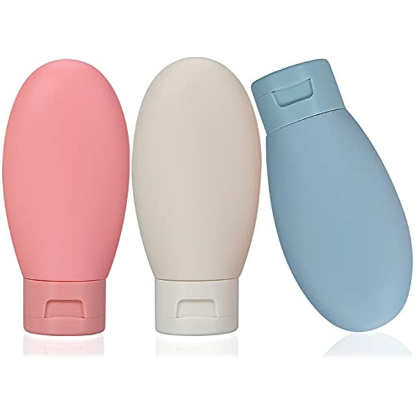 3 Pcs Travel Bottles Set,60ML Travel Bottles & Containers,Small Mini Empty Plastic Squeeze Bottles for Travel Toiletries,Shampoo and Conditioner with Storage Bag