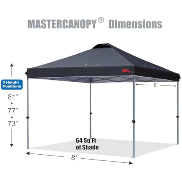 MASTERCANOPY Durable Ez Pop-up Gazebo Tent with Roller Bag (2.5x2.5M,Black)