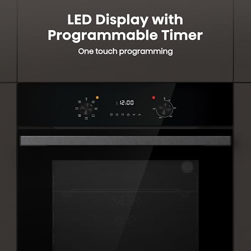 Hisense BI64211PB 77 Litre Built In Electric Single Oven With Pyrolytic Cleaning, Pizza Mode, Multiphase Cooking- Black 22x23x23 inches (LxWxH) - A+ Rated, Extra Large
