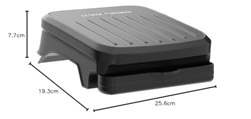George Foreman Large Electric Fit Grill [Non stick, Healthy, Griddle, Toastie, Hot plate, Panini, BBQ, Energy saving, Vertical storage, Easy clean, Drip tray, Ready to cook light] Black, 2400W 25820