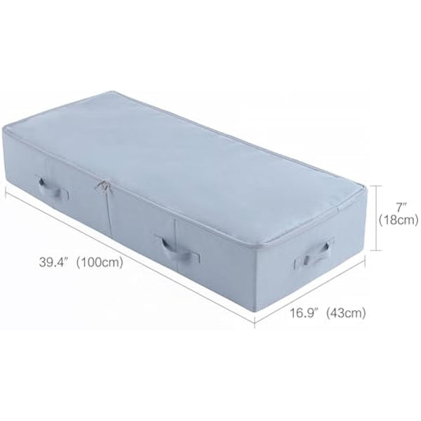 Amonsen 100X43X18cm, Jumbo Size Underbed Storage Bins with 3-side Zip & Handles, Washable & Collapsible Design Box for Clothes, Bedding, Wedding Dress Storage Box, Light Gray