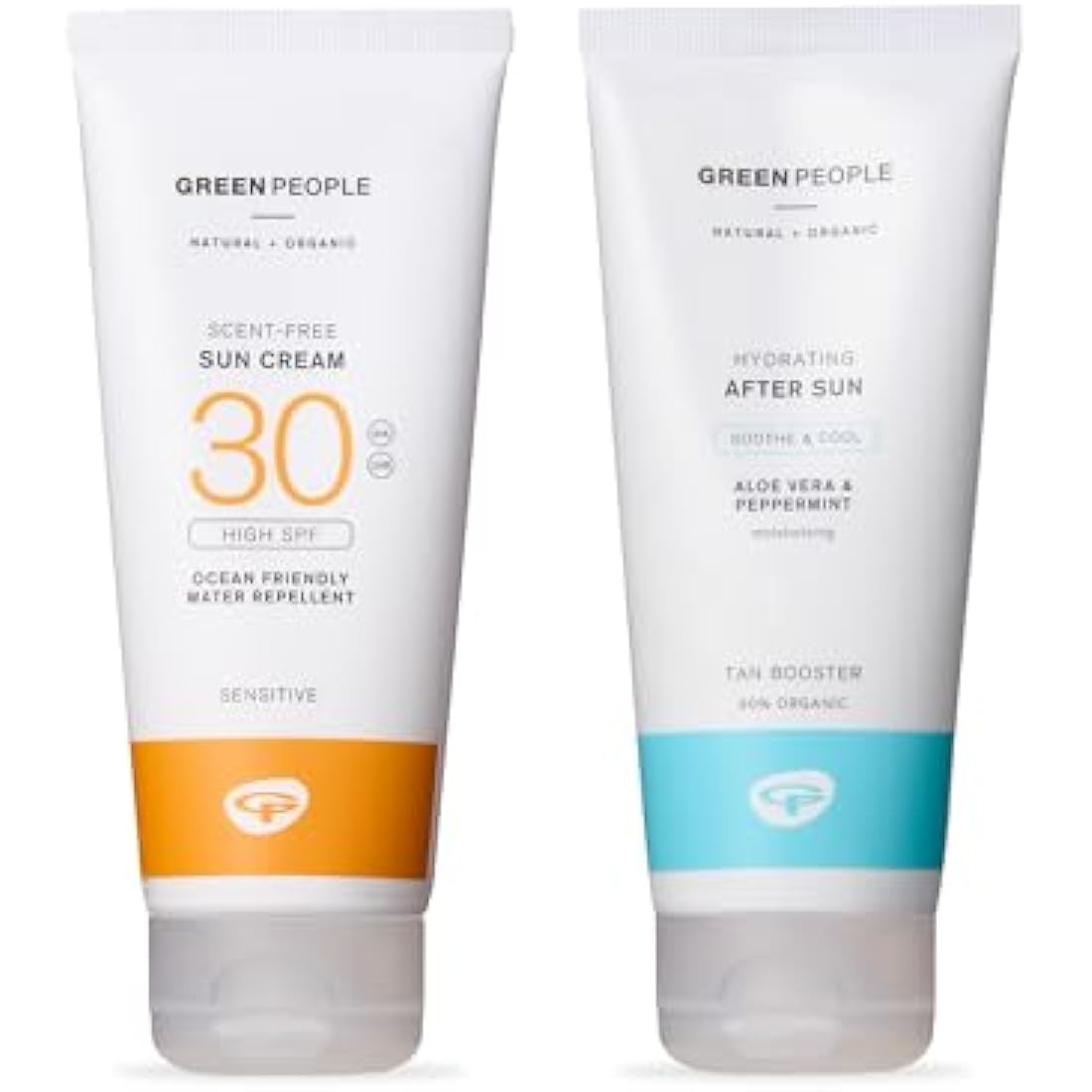 Green People Scent Free Sun Cream SPF30 + After Sun - Natural, Organic Sunscreen for Sensitive Skin - Non Greasy, Reef Safe - 2x200ml