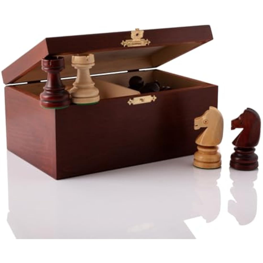 Classic STAUNTON Chess Set NO.7 in Mahogany Box | Master of Chess Wooden Chess Set | Wooden Chess Pieces Only - Handmade Tournament Chess Set Without Chess Table