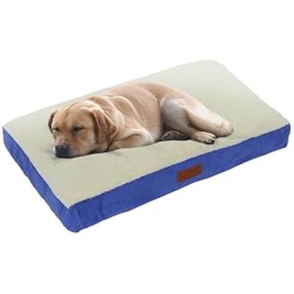 Ellie-Bo Large Dog Bed for 36-inch Dog Cage/Crate - Blue Faux Suede/Sheepskin