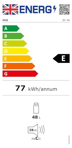 HCK 48L Mini Fridge with Glass Door, 0-15°C Cooling Zone and 2 Shelves, Compact Beverage Refrigerator Cooler for Bar and Living Room