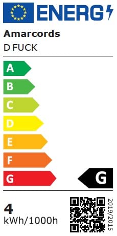 AMARCORDS - Led Bulb dimmable, Filament with The Inscription F**K, Warm Light 2500K, Smoky Glass Guy Globe, E27, 4W
