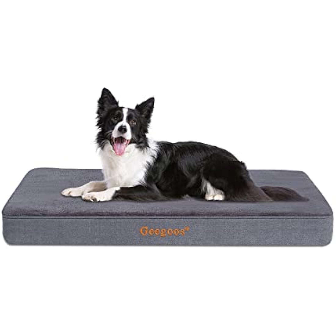 Geegoos Memory Foam Bed with Washable Removable Cover for Large Dogs,Orthopedic Mattress with Non-Slip Bottom/Waterproof Liner, Suitable for Dog Crates(89x55x7cm,Grey)