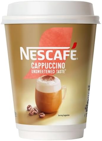 2 x 8 Sleeves Gold Instant Fresh Hot Unsweetened Cappuccino Coffee Cups Office Home Travel