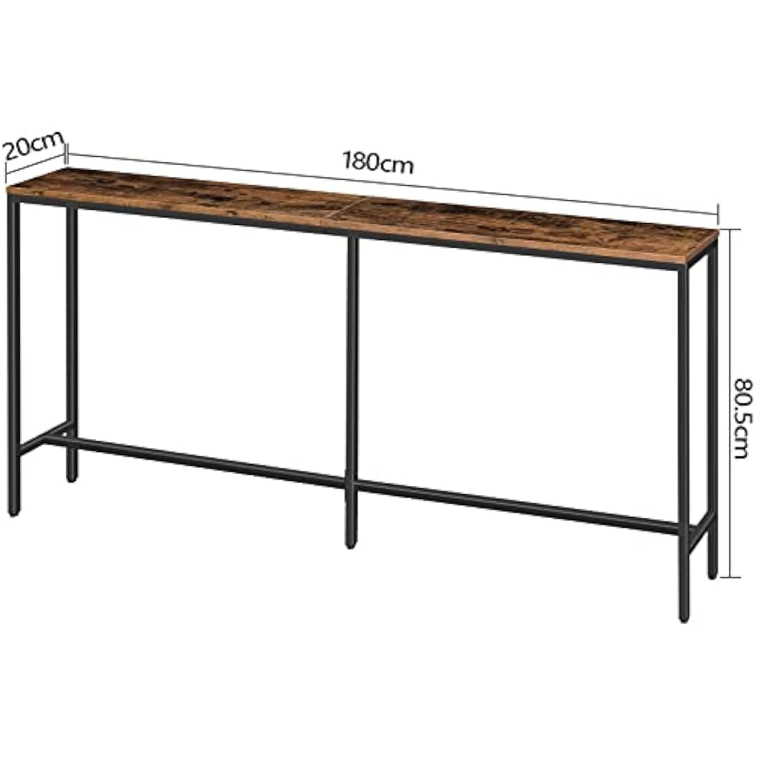 MAHANCRIS Console Table, 180 CM Narrow Long Sofa Table, Entryway Table, Industrial Sofa Table, Side Table, for Hallway, Living Room, Sturdy and Stable, Easy to Assemble, Rustic Brown ACTHR18001Z
