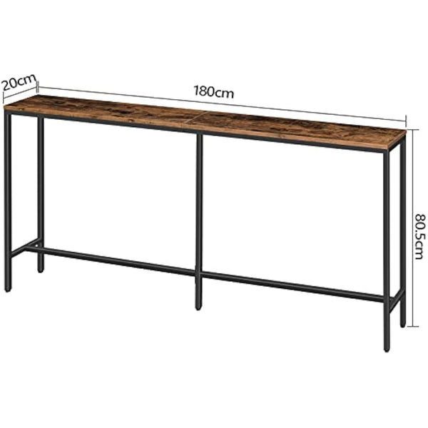 MAHANCRIS Console Table, 180 CM Narrow Long Sofa Table, Entryway Table, Industrial Sofa Table, Side Table, for Hallway, Living Room, Sturdy and Stable, Easy to Assemble, Rustic Brown ACTHR18001Z
