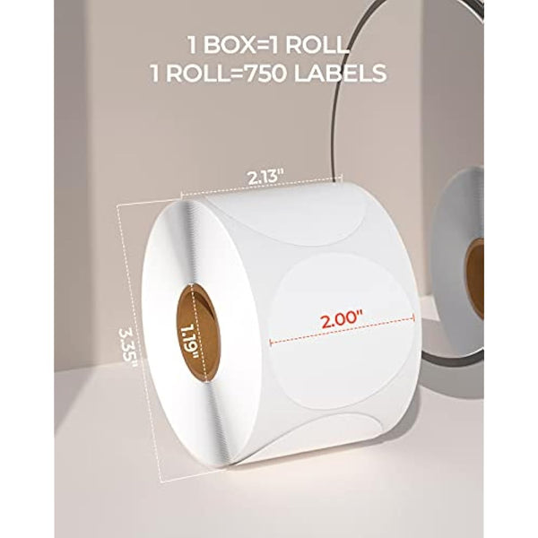 MUNBYN 50 x 50mm Circle Thermal Sticker Labels, Self-Adhesive Round Direct Thermal Labels, Multi-Purpose Roll Thermal Stickers for Business