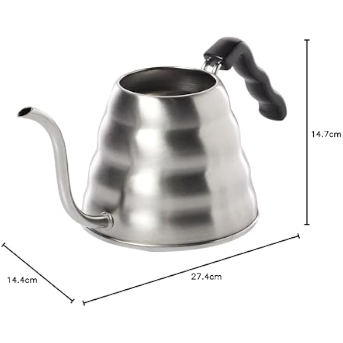 HARIO VKB-120HSV V60 Buono Drip Large Stovetop Stainless-Steel Gooseneck Pour-Over Kettle, 1.2 Litre, Aluminium, Stainless Steel