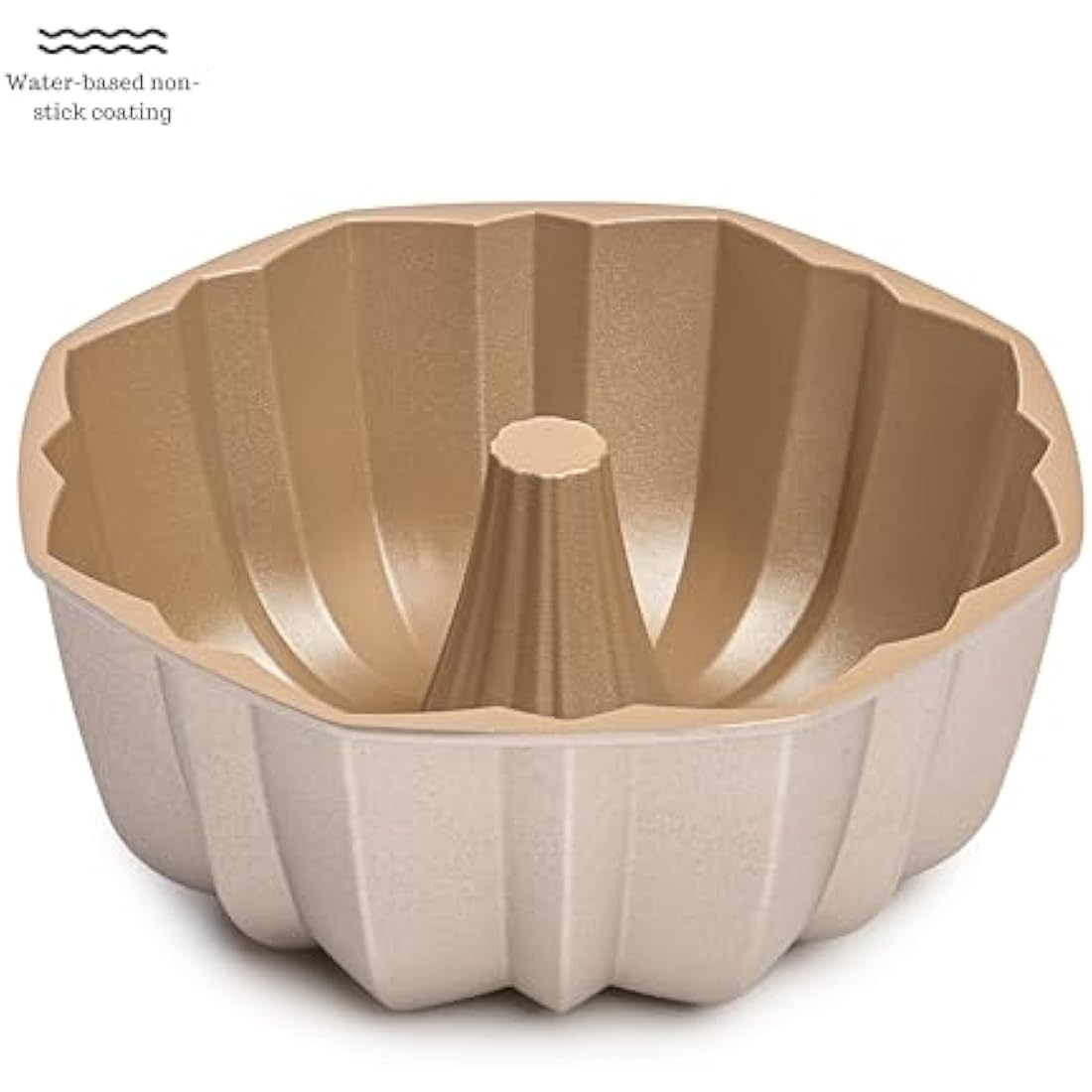 Erreke Cake Tin, Fluted Cake Tin, Ring Cake Mould, Cook Evenly, Double Non Stick Layer, Highly Durable Cast Aluminium, Rose Gold, 24cm Diameter, 2.0 Liter Capacity, Cake Mould, Flow