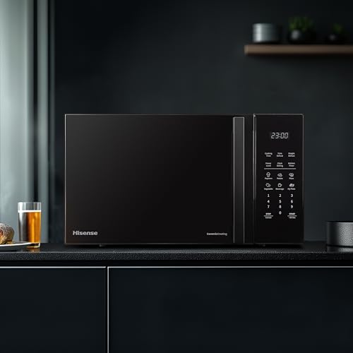 Hisense H23MOBSD1HUK 23 Litre 800W electronic Microwave with Auto Defrost, Digital Display, Smart Cook, Multi level cooking and Easy Clean- Black