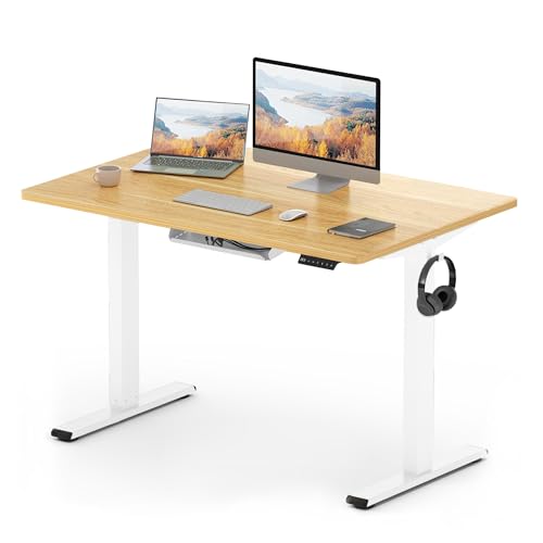FLEXISPOT ONE PIECE Electric Standing Desk Height Adjustable Sit Stand Up Desk for Home Office with Memory Smart Pannel (100 * 60cm Black Frame+ Black Desktop)