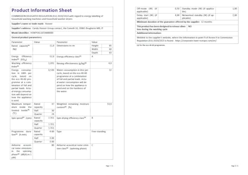 Hoover H-WASH 350 9kg Freestanding Washing Machine, 1400 RPM, A Rated, ECO-Power Inverter Motor, hOn App, 60 Programmes, Eco Doser, Power Care System, Graphite, 60x54x85 cm - H3WPS496TAMBR680