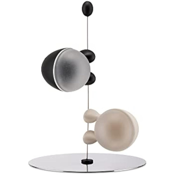 Alessi Lilliput Salt and Pepper Set with Magnetic Base, Black/ White