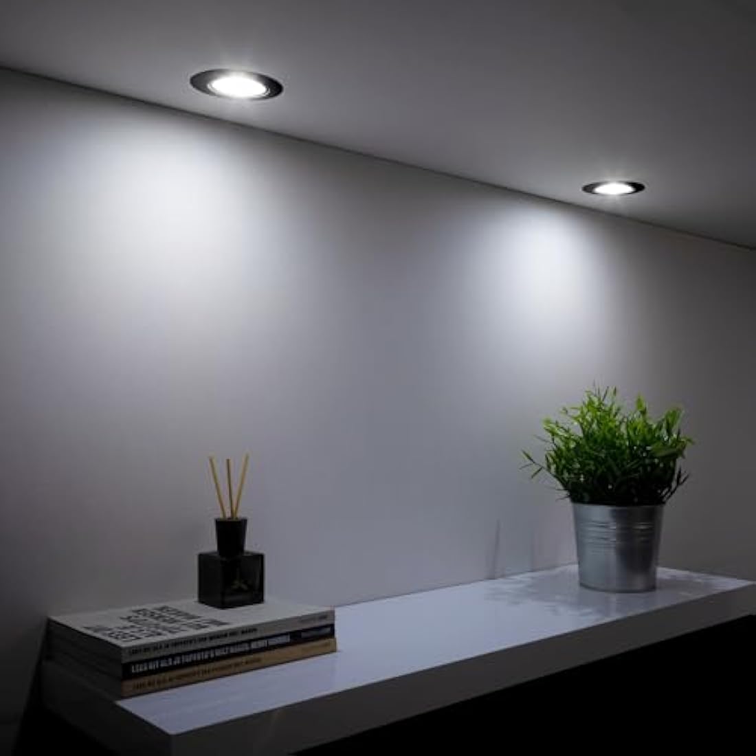 EMOS LED Spot Lights Ceiling Round 5W / 450lm, 6500K Cold White | 50° Tilt Swivel Recessed Ceiling Lights, Ultra Slim | Pack of 12 Recessed LED Downlights for Ceiling, Mains Powered, Black