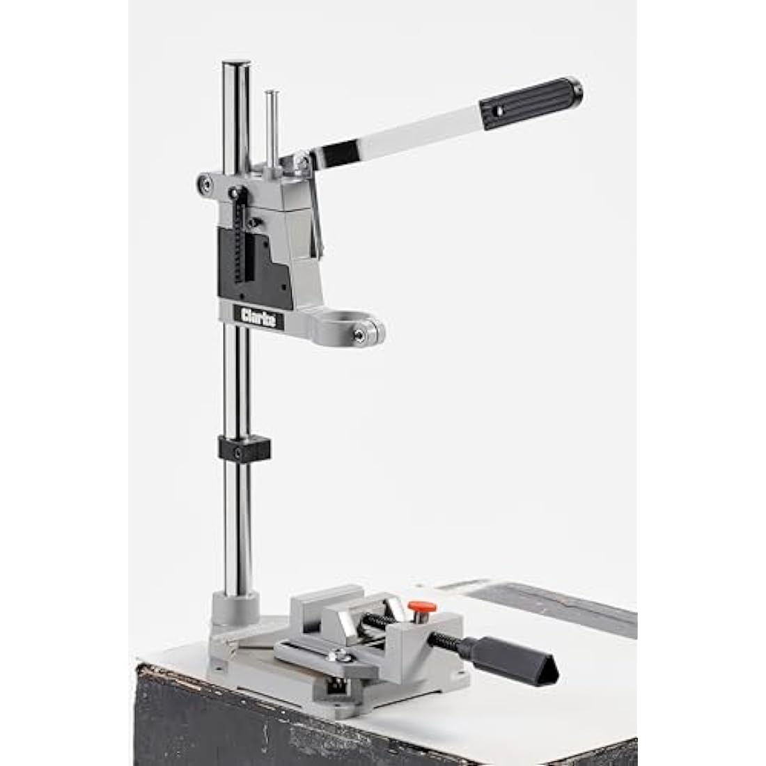 Clarke CDS3 Drill Stand with Vice, Adjustable Depth Stop, for 43mm & 38mm Collar Diameter Hand-Held Electric Drills - Drill Not Included