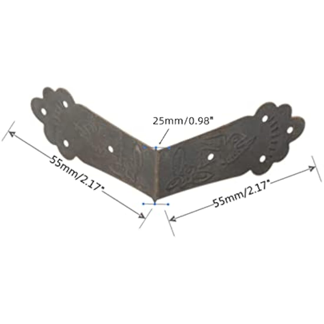 4Pcs Vintage Metal Decorative Corner Bracket Corner Protector Guards Edge Cover for Chest Case Box