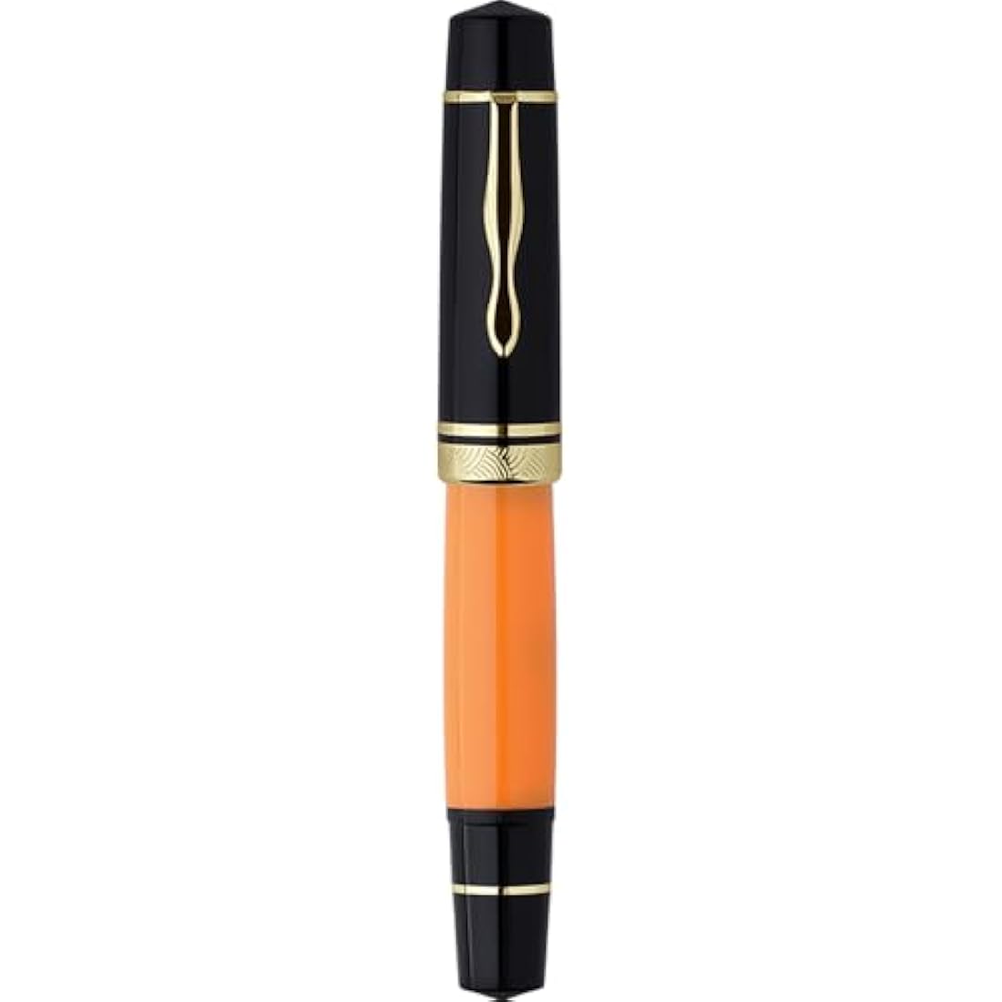 erofa Majohn P139 Piston Resin Fountain Pen Medium Nib with Box, Brass Piston System Large Capacity Writing Pen, Black Yellow