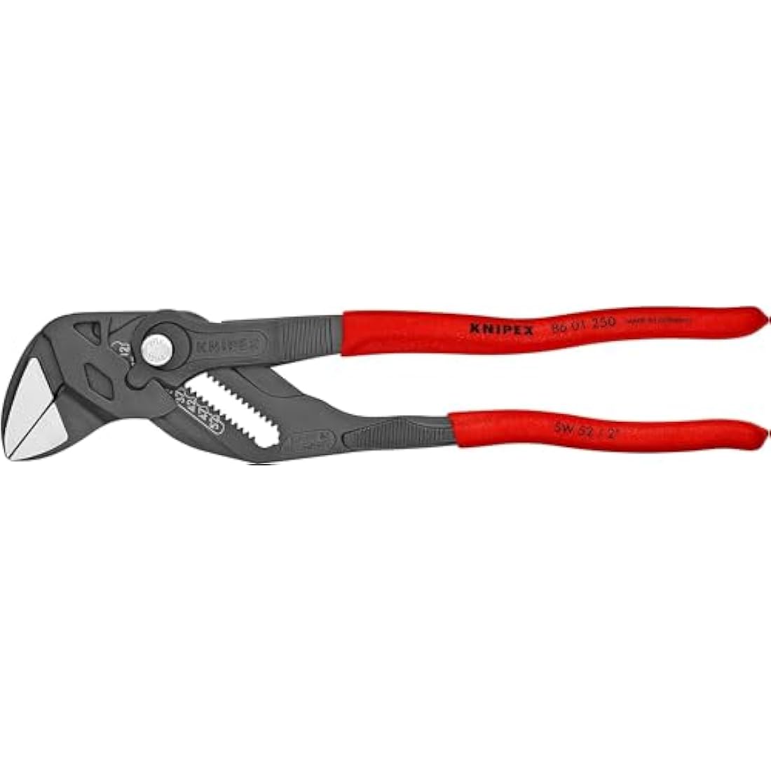 Knipex Pliers Wrench pliers and a wrench in a single tool grey atramentized, with non-slip plastic coating 250 mm 86 01 250