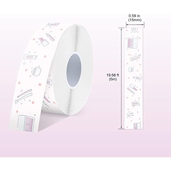 SUPVAN E10 & E11 & E16 Label Maker Tape, 15mm × 6m Genuine Continuous Laminated Thermal Label Tape Refill, Waterproof Oilproof Child-Safe Durable Auto Detect Labels, Black on Cosmetics