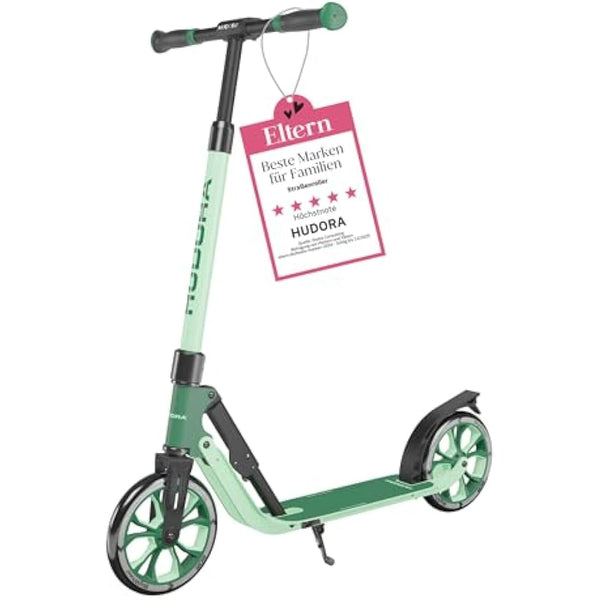 HUDORA BigWheel 205 Advanced Scooter - Comfortable aluminium scooter for up to 100kg - Height-adjustable & foldable kick scooter - Kick scooter for children/teenagers & adults