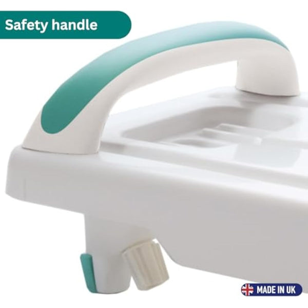 Helping Hand Kingfisher White Plastic Bath Board with Handle. Bath Board for Elderly and Disabled Users. Adjustable to Fit 16"-24" Width Baths. 200kg / 31 Stone Weight Limit