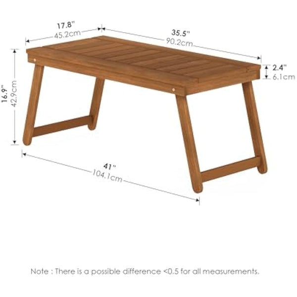 Furinno Patio Folding Tables, Wood, Natural, 104.14 (W) x 42.92 (H) x 45.21 (D) cm