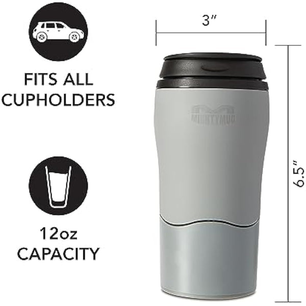 Mighty Mug 17901498 Solo Travel Mug, 320ml-Urban, Top-PP/Base-ABS/Metal, Urban Grey