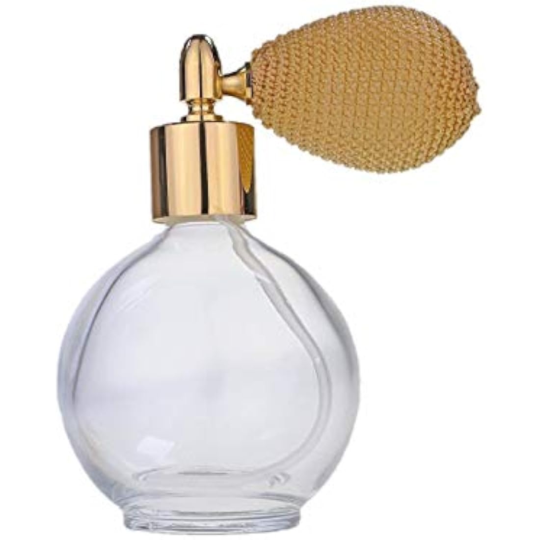 78ml Classic Round Perfume Bottle Atomizer with bulb pump, Filling Funnel & Gift Box (Gold with gold metal)