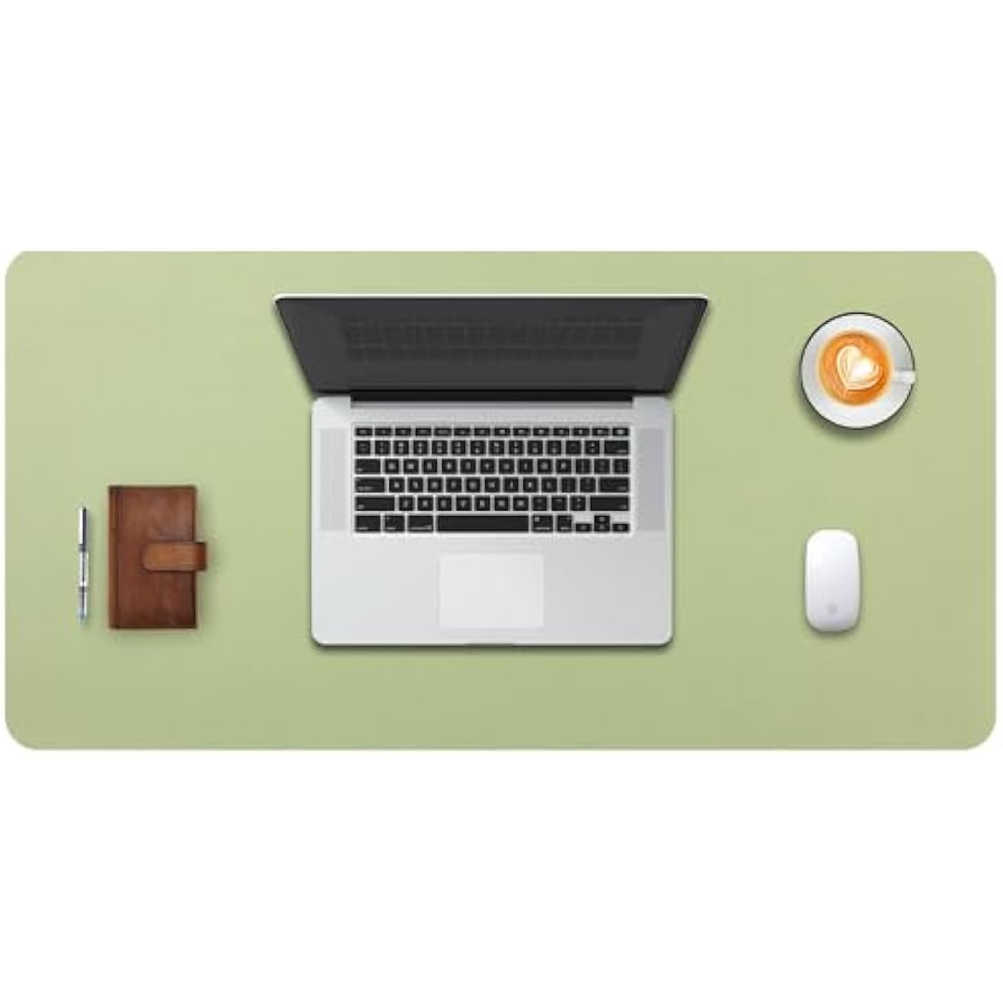DOBAOJIA Extended Mouse Pad Mat XL Desk Pad Large 31.5" X 15.7" Desk Blotter Writing Pad for Laptop/Office/Home, Dual-Side Use PU Leather Waterproof +Suede Non-Slip 80 x 40cm (Light Green)
