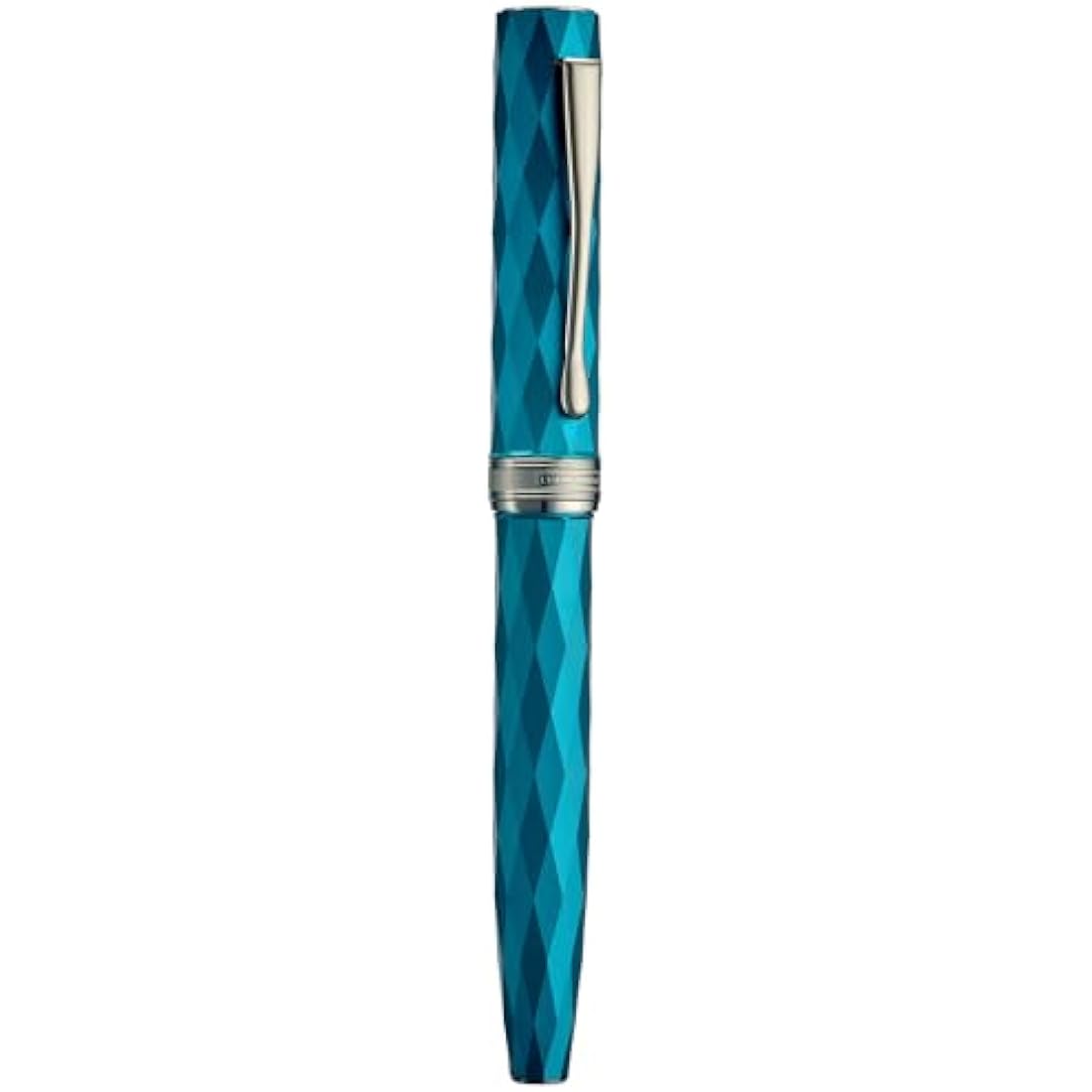 HONG DIAN N11 Fountain Pen, Titanium-Coated Black Fine Soft Nib, Peacock Blue & Lozenge Geometric Design with Metal Case Set
