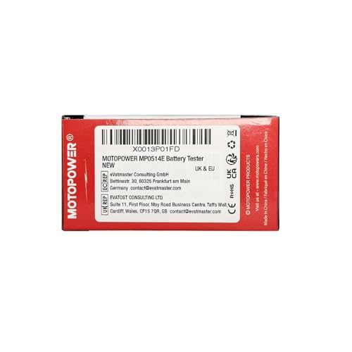 MOTOPOWER 12V Digital Battery Tester Voltmeter and Alternator Charging System Analyzer with LCD Display and LED Indication, Black Rubber Paint