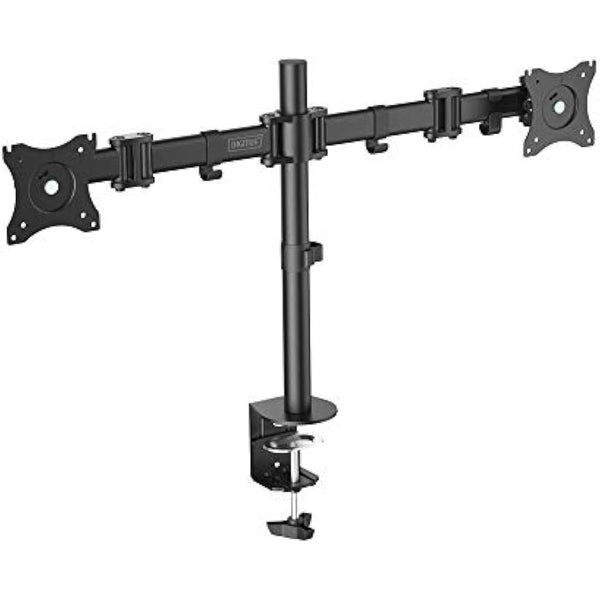 DIGITUS Monitor Bracket - Table Clamp - 2 Monitors - Up to 27 Inches - Up to 2x 8 kg - VESA 75x75, 100x100 - Black