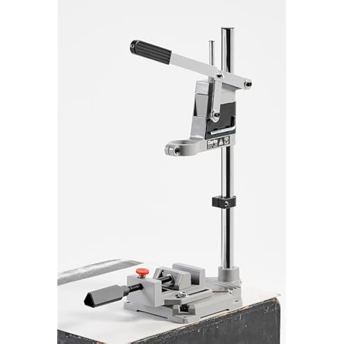Clarke CDS3 Drill Stand with Vice, Adjustable Depth Stop, for 43mm & 38mm Collar Diameter Hand-Held Electric Drills - Drill Not Included