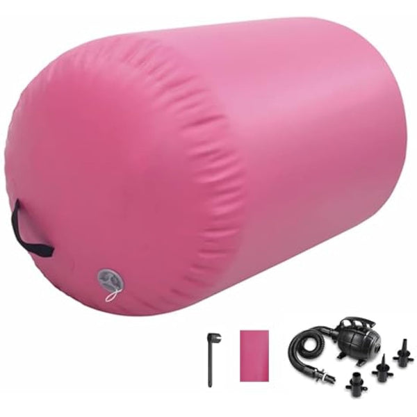 Air Roller Gymnastics Barrel Tumbling Mat Inflatable 60/75/90 CM Air Spot Tumble Track Mat Backbend Trainer with Electric Air Pump for Training/Yoga/Backflip/Home Use